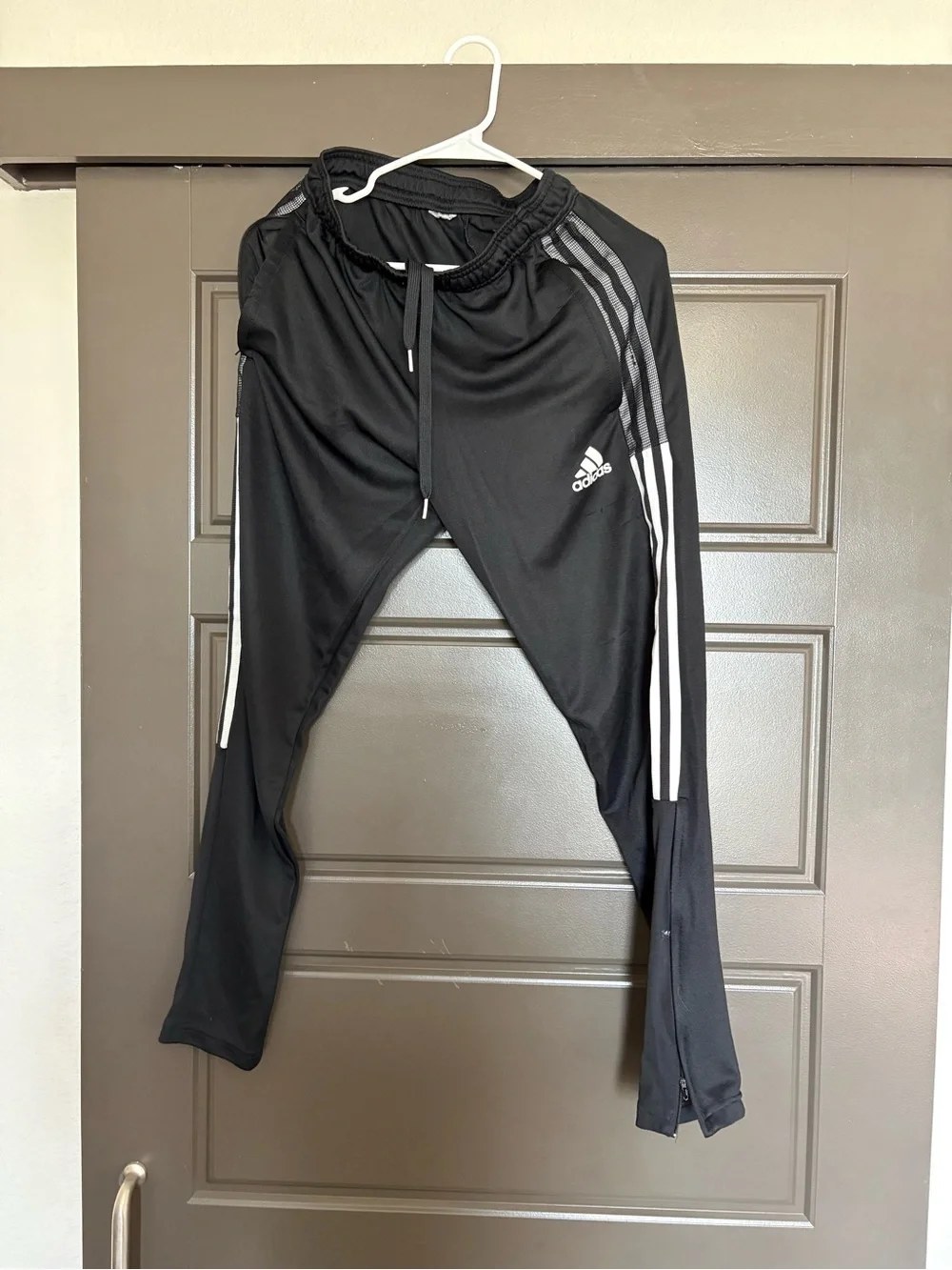 adidas Black Athletic Jacket with White Logo and White Trim